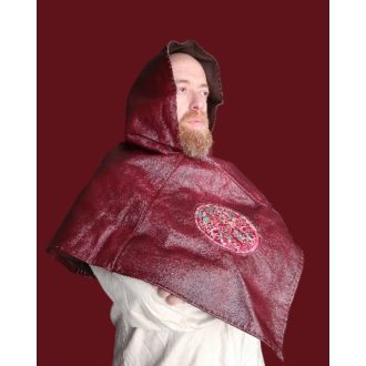 Leather hood with silk (reddish brown)