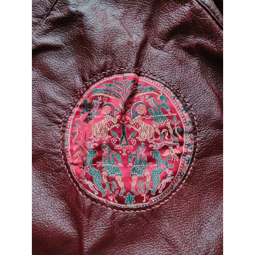 Leather hood with silk (reddish brown)