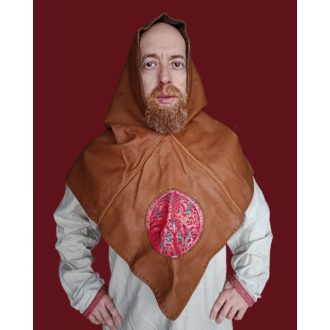 Leather hood with silk  (light brown)