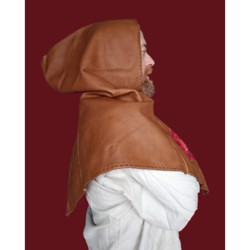 Leather hood with silk  (light brown)