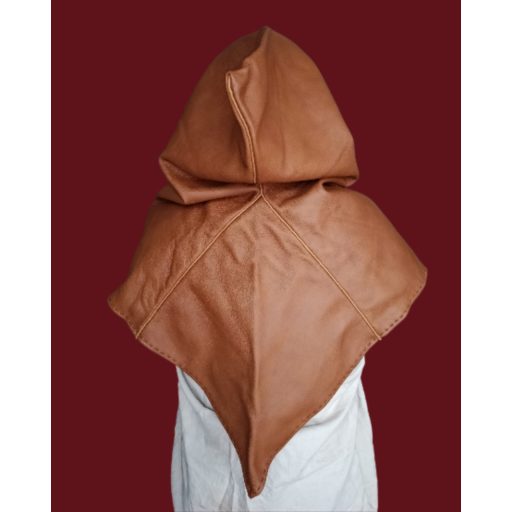 Leather hood with silk  (light brown)