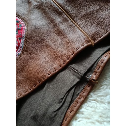 Leather hood with silk  (light brown)