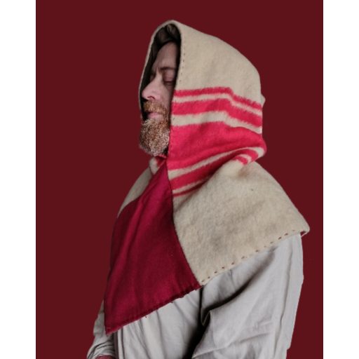 Wool hood (red-white colors)