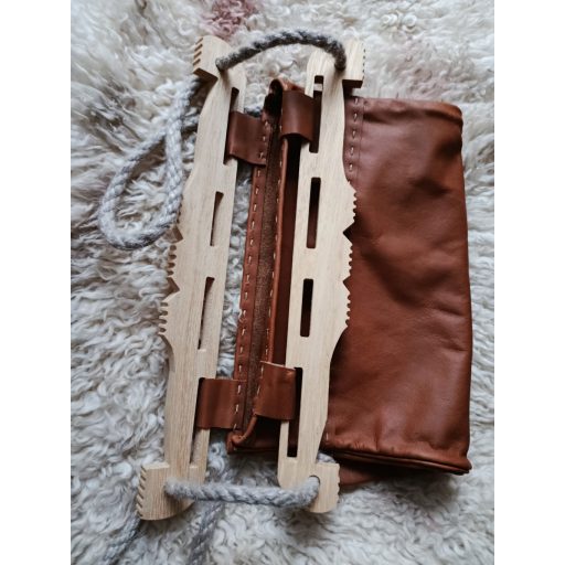 Hedeby wooden part, Viborg leather bag, rope string shoulderbag