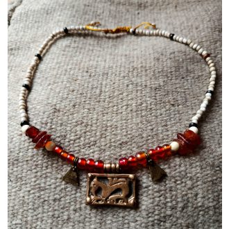 Avar necklace with ceramic, bone and amber beads