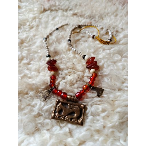 Avar necklace with ceramic, bone and amber beads